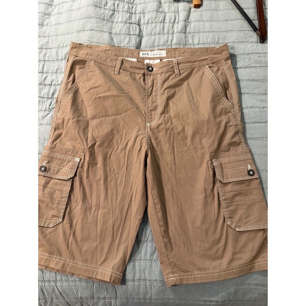 BKE Blaze‎ Standard Fit Cargo Shorts Mens 38 Desert Taupe Contrast Stitch B6789